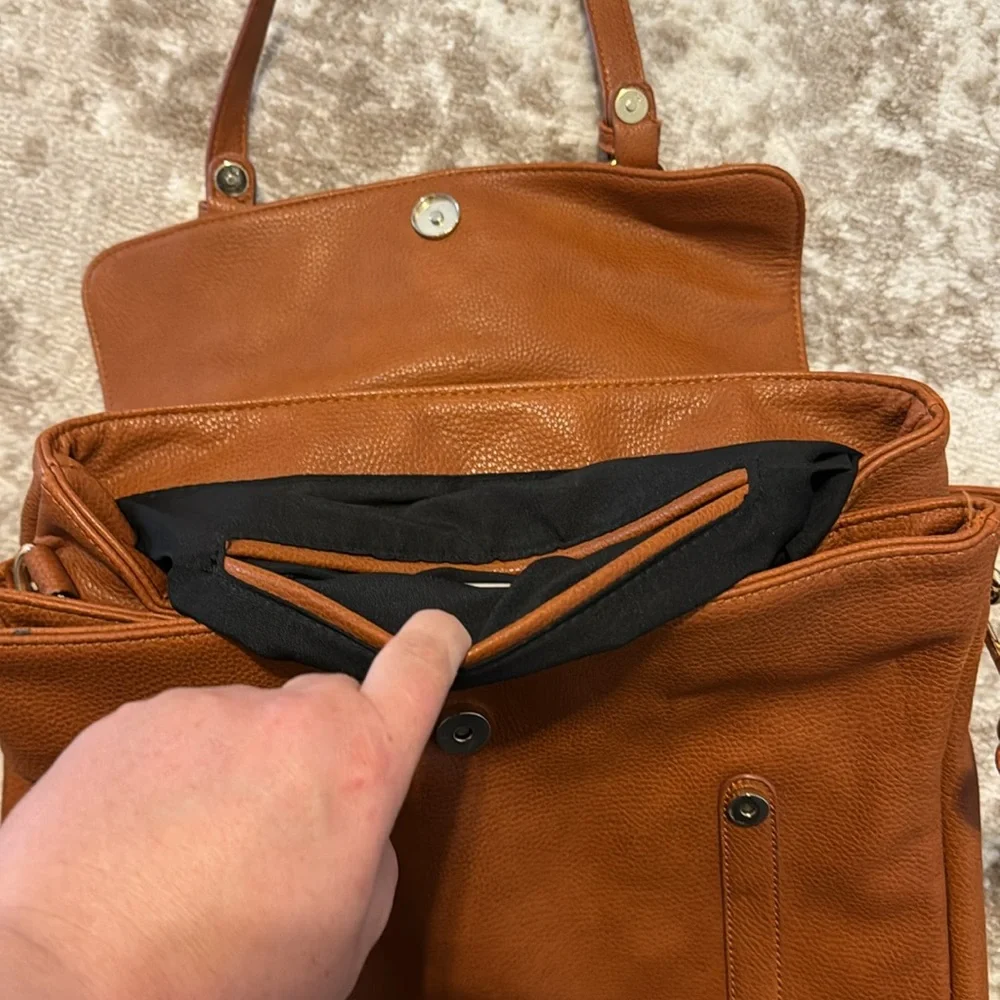 Street level messenger bag brown leather suede - Picture 4 of 8